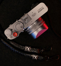 Load image into Gallery viewer, Black Flat Braided Leather Logo Straps - Hyperion Handmade Camera Straps