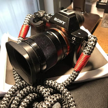 Load image into Gallery viewer, Black - Grey Acrylic Camera Strap - Hyperion Handmade Camera Straps
