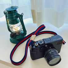 Load image into Gallery viewer, Flat Blue/Red Acrylic Camera Strap - Hyperion Handmade Camera Straps
