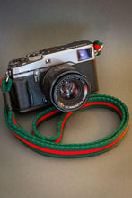 Load image into Gallery viewer, Flat Green/Red Acrylic Camera Strap - Hyperion Handmade Camera Straps
