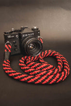 Load image into Gallery viewer, Flat Red/Black Acrylic Camera Strap - Hyperion Handmade Camera Straps