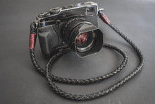 Load image into Gallery viewer, Real Leather Black Braided Camera Strap Round 8mm - Hyperion Handmade Camera Straps