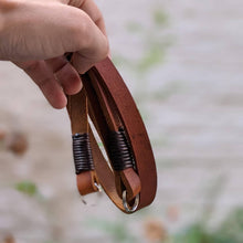 Load image into Gallery viewer, Real Pull-Up Waxed Leather Camera Strap Cognac 15mm - Hyperion Handmade Camera Straps