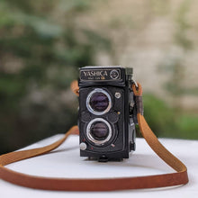 Load image into Gallery viewer, Real Pull-Up Waxed Leather Camera Strap Cognac 15mm - Hyperion Handmade Camera Straps