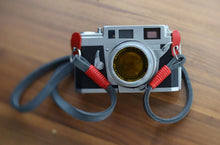 Load image into Gallery viewer, Real Pull-Up Waxed Leather Camera Strap - Grey 10mm - Hyperion Handmade Camera Straps