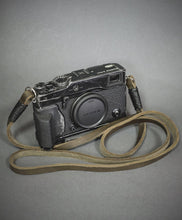 Load image into Gallery viewer, Real Pull-Up Waxed Leather Camera Strap - Olive Green 10mm - Hyperion Handmade Camera Straps