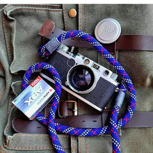 Load image into Gallery viewer, Tartan Blue Camera Strap - Hyperion Handmade Camera Straps