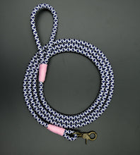 Load image into Gallery viewer, Tiled Blue/White Dog Leash - Hyperion Handmade Camera Straps