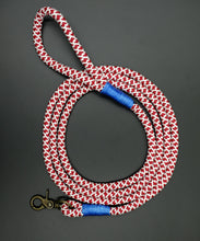 Load image into Gallery viewer, Tiled Burgundy/White Dog Leash - Hyperion Handmade Camera Straps