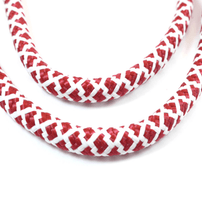 Load image into Gallery viewer, Tiled Burgundy/White Dog Leash - Hyperion Handmade Camera Straps