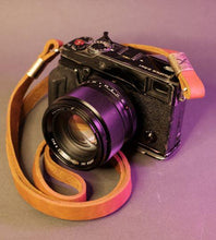 Load image into Gallery viewer, X Leather Camera Strap Cognac 15mm - Hyperion Handmade Camera Straps