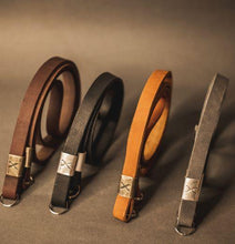 Load image into Gallery viewer, X Leather Camera Strap Grey 15mm - Silver X - Hyperion Handmade Camera Straps