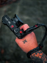 Load image into Gallery viewer, Black Flat Braided Leather - Black Red X Strap
