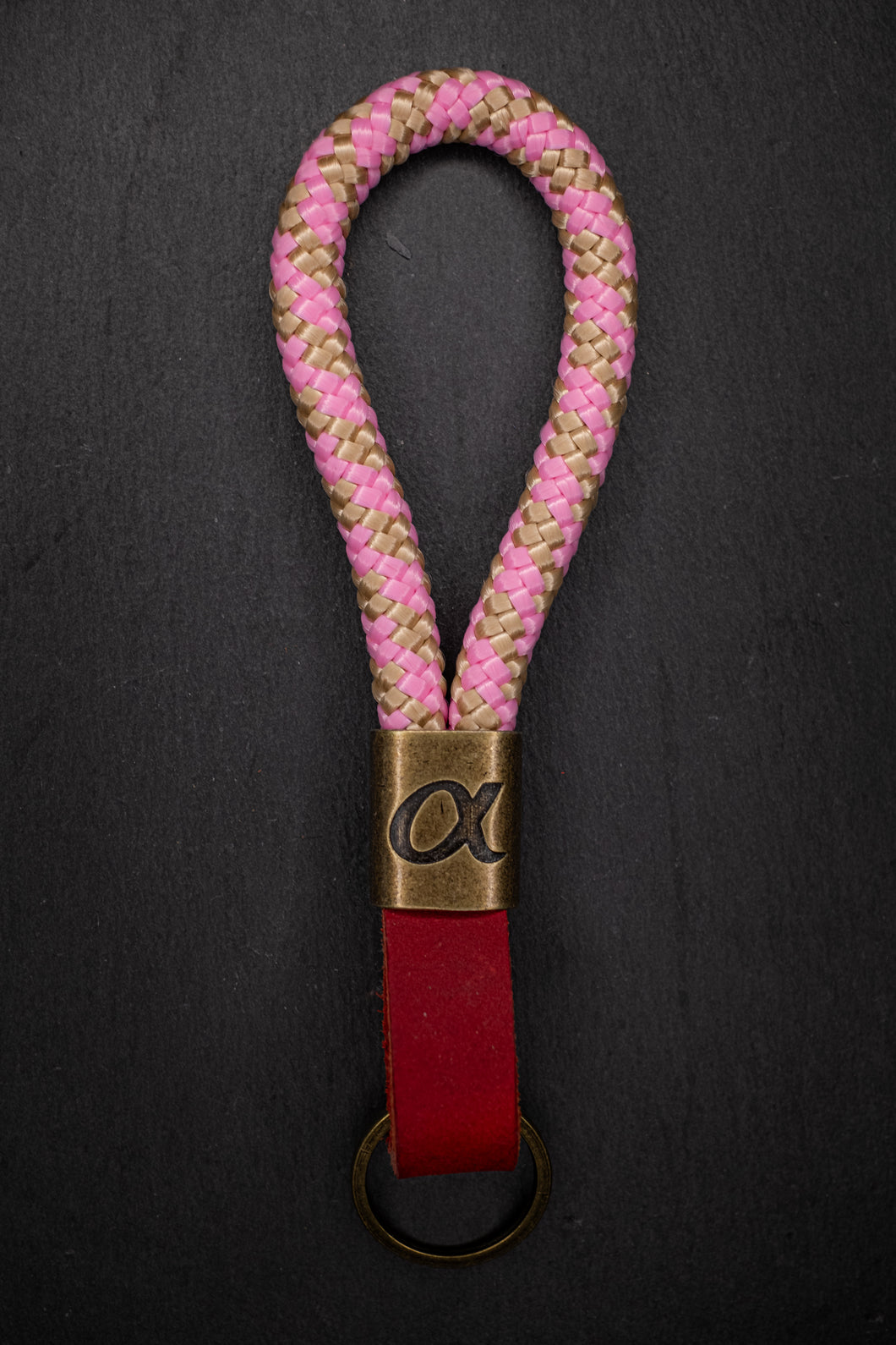 Pink Gold Red Leather a Keychain