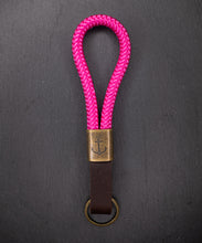 Load image into Gallery viewer, Dark Pink Brown Leather Anchor Keychain
