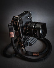 Load image into Gallery viewer, X Copper - Black Rope -Black Leather Camera Strap - Hyperion Handmade Camera Straps
