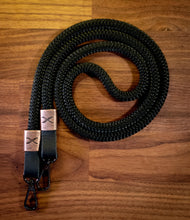 Load image into Gallery viewer, X Copper - Black Rope -Black Leather Camera Strap - Hyperion Handmade Camera Straps
