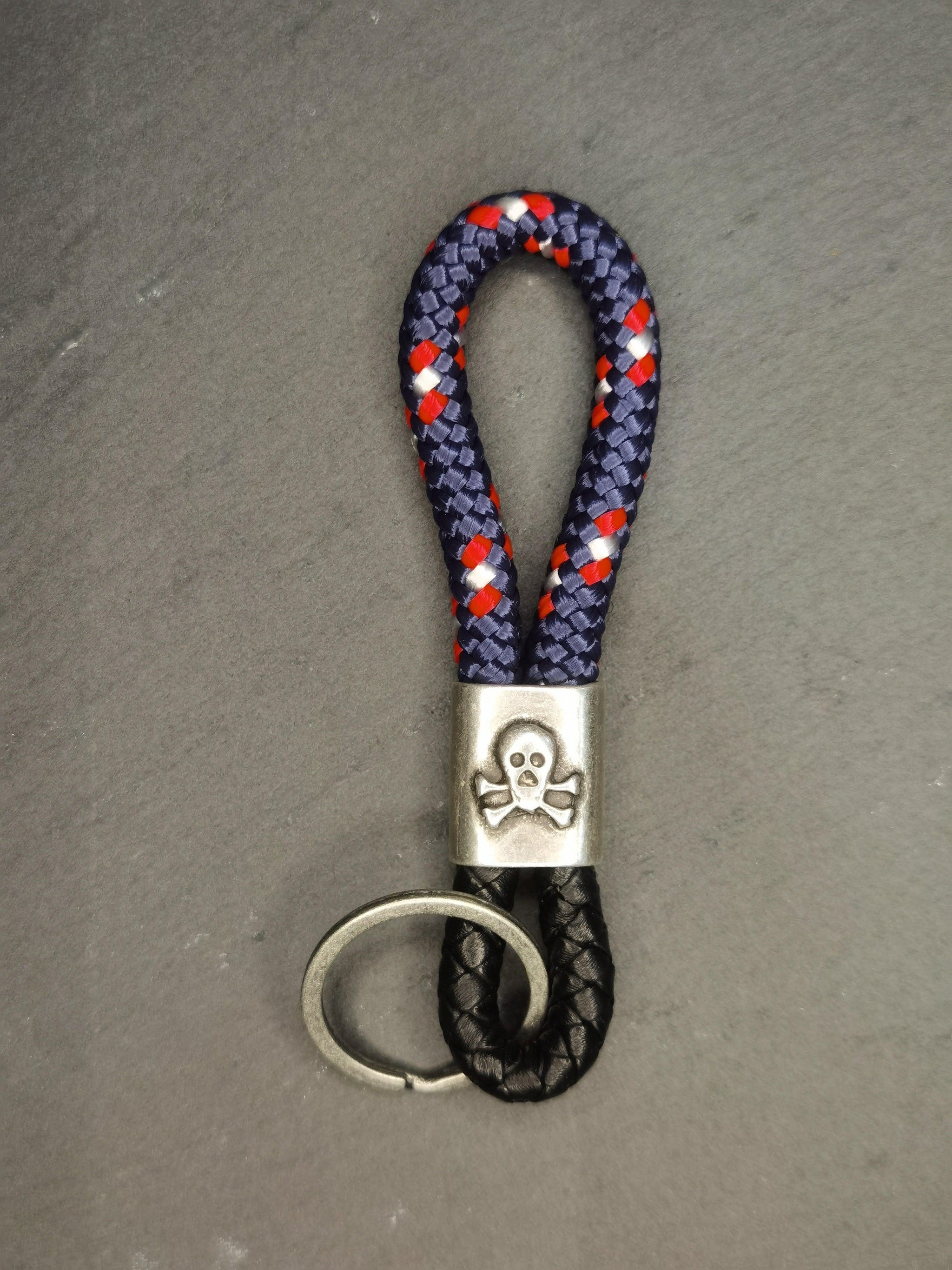 Black Braided Leather Skull Keychain Hyperion Handmade Camera Straps