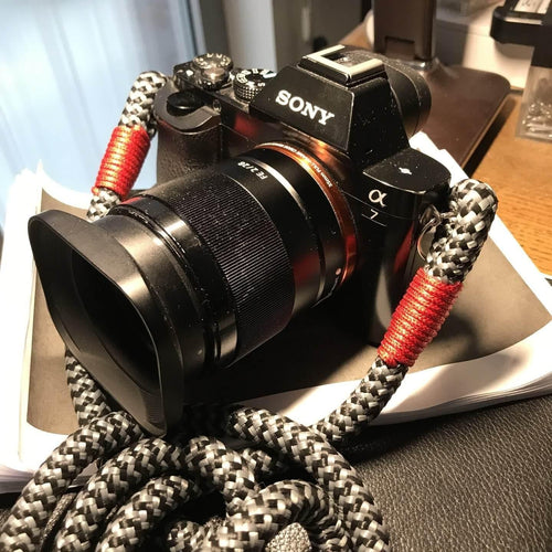 Black - Grey Acrylic Camera Strap - Hyperion Handmade Camera Straps