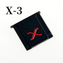 Load image into Gallery viewer, Black Hot Shoe Cover Red X - Hyperion Handmade Camera Straps

