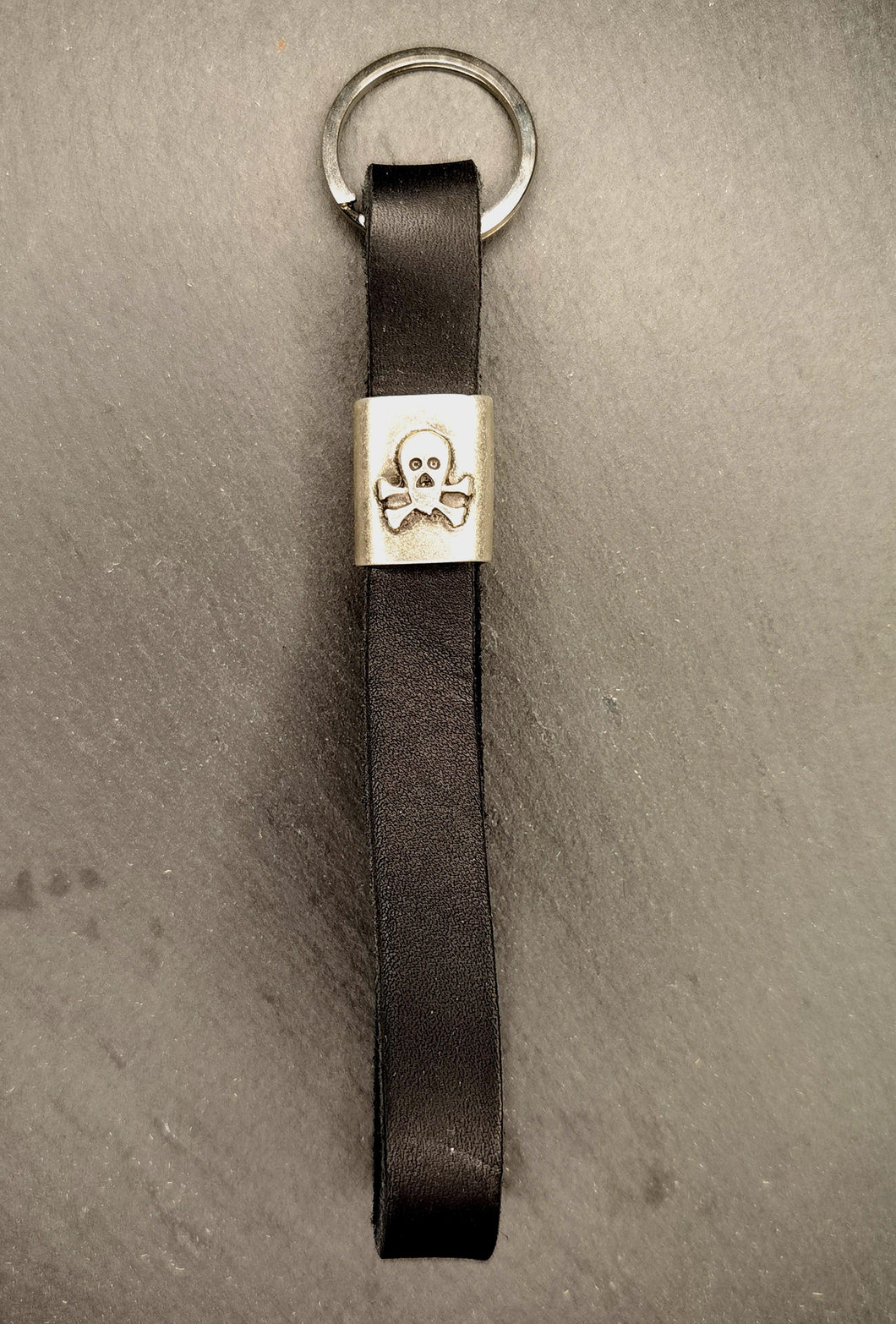 Black Leather Skull Keychain - Hyperion Handmade Camera Straps