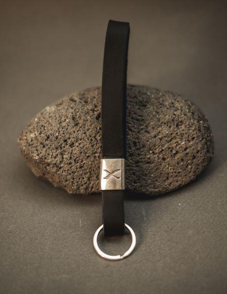 Black Leather X Keychain - Hyperion Handmade Camera Straps