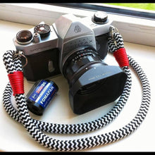 Load image into Gallery viewer, Black-White Acrylic Camera Strap - Hyperion Handmade Camera Straps
