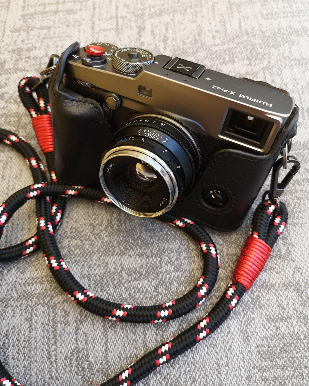 Black/Red/White Camera Strap - Hyperion Handmade Camera Straps