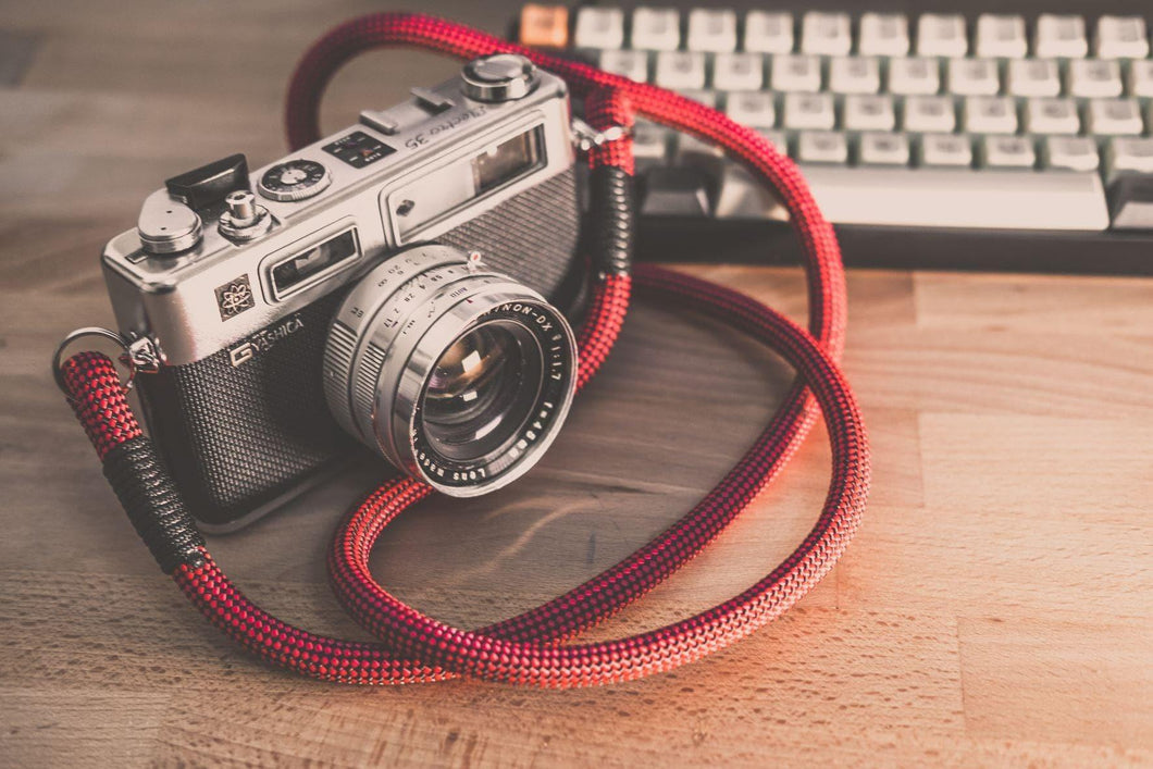Checkered Black/Red Acrylic Camera Strap - Hyperion Handmade Camera Straps