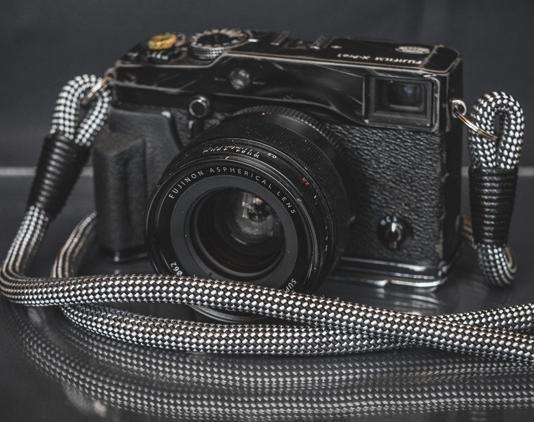Checkered Black/Silver Acrylic Camera Strap - Hyperion Handmade Camera Straps