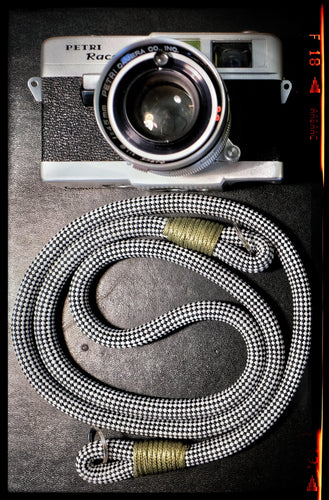 Checkered Black/White Acrylic Camera Strap - Hyperion Handmade Camera Straps