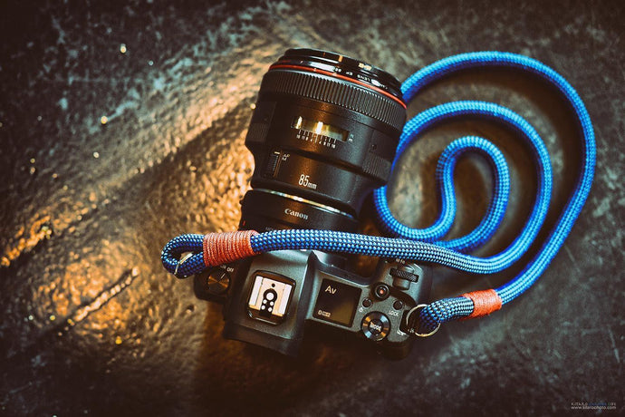 Checkered Blue/Black Camera Strap - Hyperion Handmade Camera Straps
