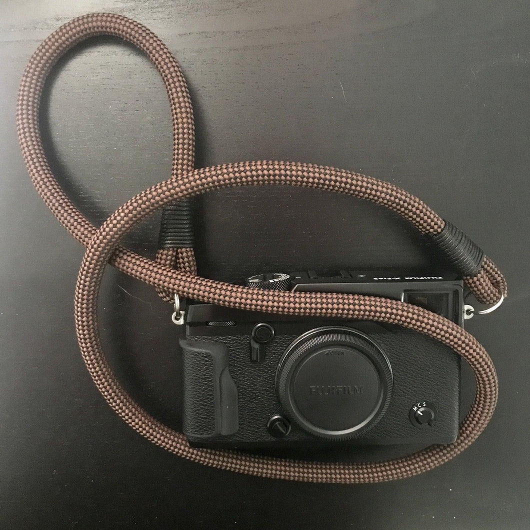 Checkered Brown/Black Camera Strap - Hyperion Handmade Camera Straps