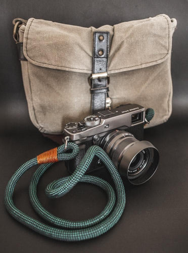 Checkered Dark Green/Black Camera Strap - Hyperion Handmade Camera Straps