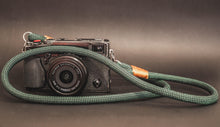 Load image into Gallery viewer, Checkered Dark Green/Black Camera Strap - Hyperion Handmade Camera Straps
