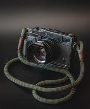 Load image into Gallery viewer, Checkered Olive/Black Camera Strap - Hyperion Handmade Camera Straps
