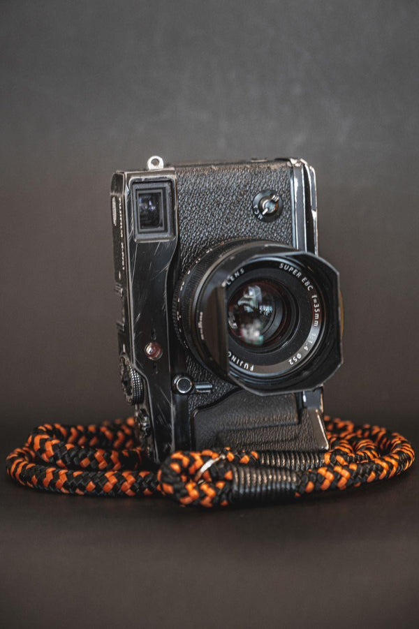 Fire Orange -Black Acrylic Camera Strap – Hyperion Handmade Camera Straps