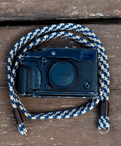 Flat Blue/Ivory Acrylic Camera Strap - Hyperion Handmade Camera Straps