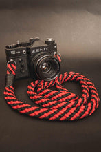 Load image into Gallery viewer, Flat Red/Black Acrylic Camera Strap - Hyperion Handmade Camera Straps
