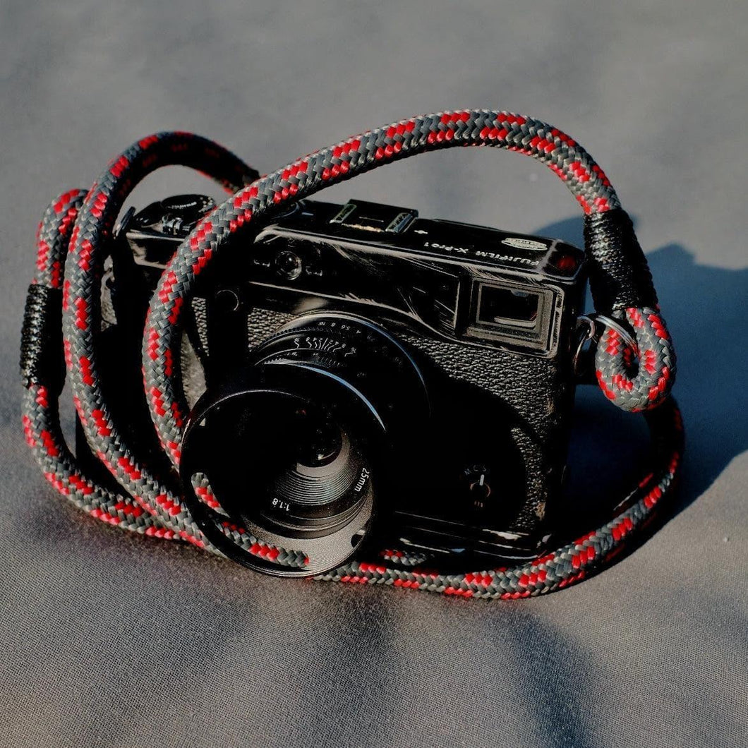 Grey/Burgundy Camera Strap - Hyperion Handmade Camera Straps