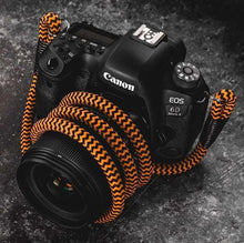 Load image into Gallery viewer, Orange-Black Acrylic Camera Strap - Hyperion Handmade Camera Straps
