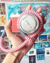 Load image into Gallery viewer, Pink-White Camera Strap - Hyperion Handmade Camera Straps
