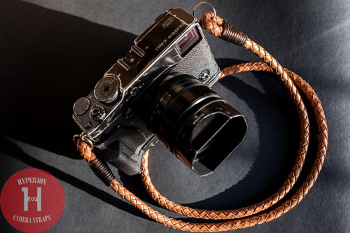 Real Leather Cinnamon Braided Camera Strap Round 8mm - Hyperion Handmade Camera Straps