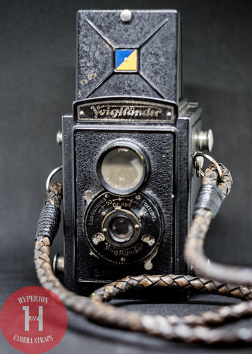 Real Leather Vintage Dark Brown Braided Camera Strap Round 8mm - Hyperion Handmade Camera Straps