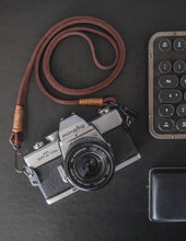 Load image into Gallery viewer, Real Pull-Up Waxed Leather Camera Strap - Brown 15mm - Hyperion Handmade Camera Straps
