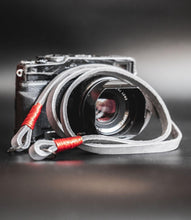 Load image into Gallery viewer, Real Pull-Up Waxed Leather Camera Strap - Grey 10mm - Hyperion Handmade Camera Straps
