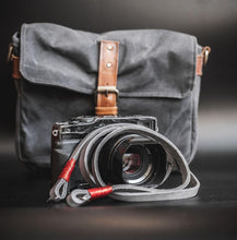 Load image into Gallery viewer, Real Pull-Up Waxed Leather Camera Strap - Grey 10mm - Hyperion Handmade Camera Straps
