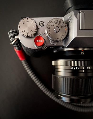 Red Fujifilm Soft Release Button - Hyperion Handmade Camera Straps