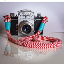 Load image into Gallery viewer, Red-White Camera Strap - Hyperion Handmade Camera Straps
