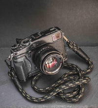 Load image into Gallery viewer, Snake Black/Olive Camera Strap - Hyperion Handmade Camera Straps
